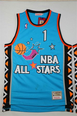Maillot De Basket All Star 1996 NBA East Anfernee Hardaway 1 Engrener Bleu
